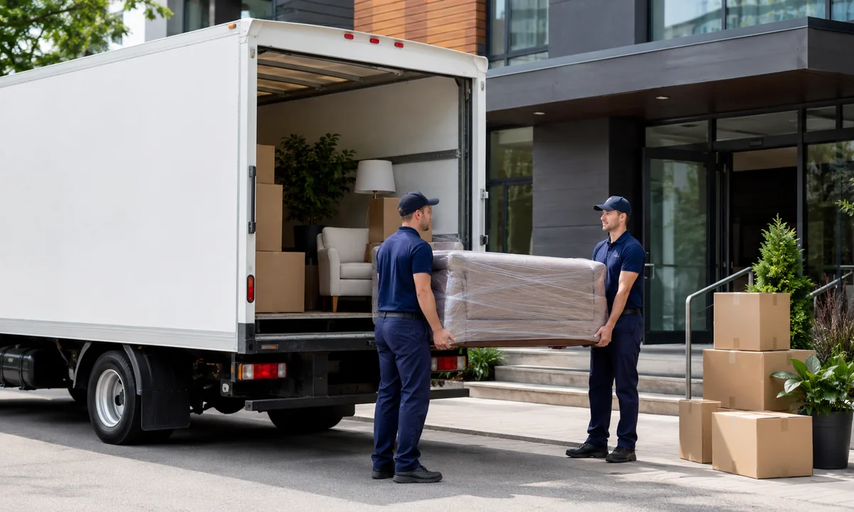 Carreto com caixas e volumes organizados para transporte